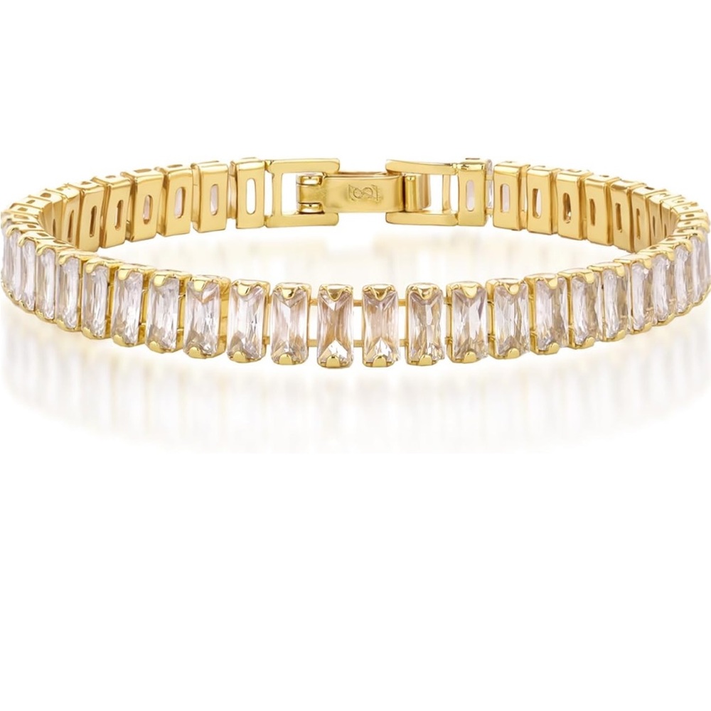 Gold cubic zirconia tennis bracelet